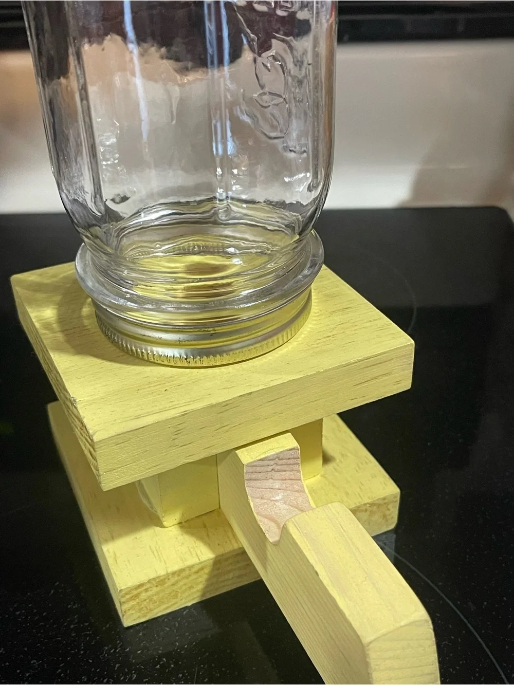 Handcrafted Wooden Candy Nut Dispenser Bill Brown Mason Jar Primitive